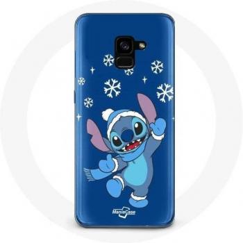 Coque Galaxy A8 Plus – Stick de Neige Bleu Noël