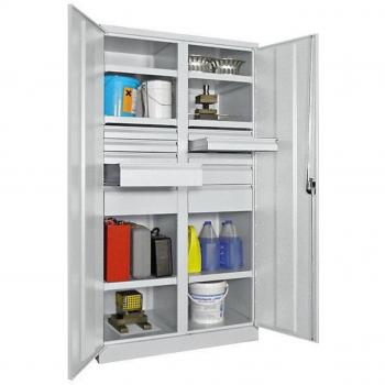 Armoire à outils 1950 mm 6 tablettes 10 tiroirs gris/bleu