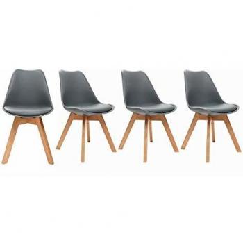 Gruppo di 4 sedie PAULINE design contemporaneo con piede in legno
