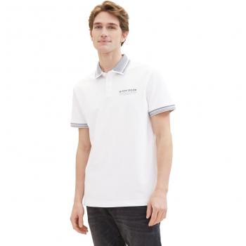 Tom Tailor Herren Polo-Shirt mit Details, Größe XXL - Weiß