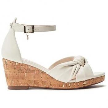 Sandales en cuir Muscari Twist Feature Wedge de couleur blanche