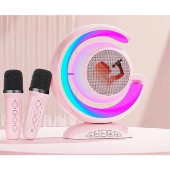 Set Karaoke Bluetooth Portatile Ys-110 con 2 Microfoni e Altoparlante RGB