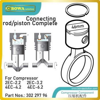 46mm Complete Piston and Connecting Rod for 5.7m³/h Single Cylinder Compressors