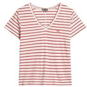 Camiseta de Mujer Superdry con Logo Bordado y Cuello en V