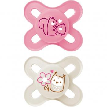 Mam Silicone Pacifier Set for Infants 0-2 Months - Pink