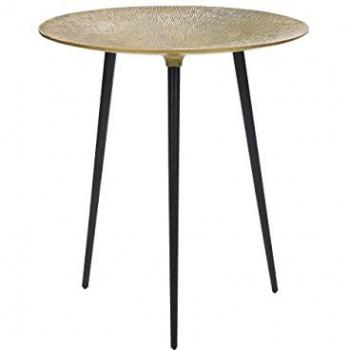 BELIANI Glam Side End Table Accent Piece Irregular Metal Gloss Gold Top Black Legs ⌀ 45 cm Waipu
