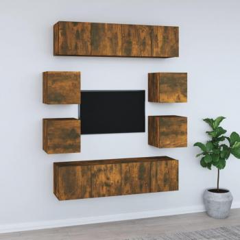 Vidaxl 8-tlg. Tv-schrank-set Räuchereiche Holzwerkstoff