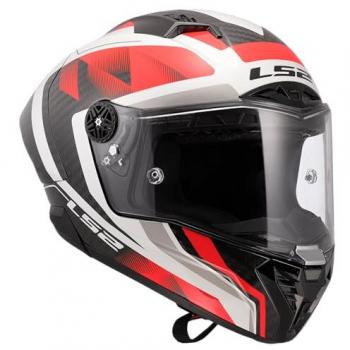 LS2 FF805 Thunder GP Raute Carbon Casco - Blanco Rojo (XS)