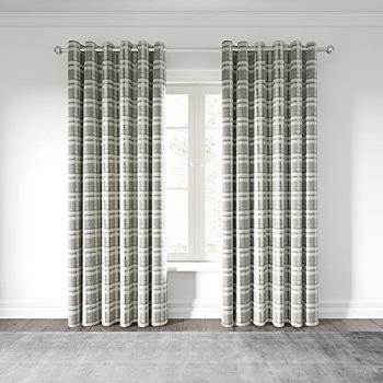 Helena Springfield Harriet Lined Eyelet Room Darkening Curtains Mocha Width 168 x Drop 138cm