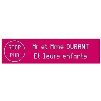 Plaque boîte aux lettres STOP PUB format Edelen rose
