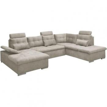 ED EXCITING DESIGN Wohnlandschaft Jakarta, mit Bettfunktion, Bettkasten, Kopfstützen, Nierenkissen beige B/H/T: 324 cm x 107 cm x 218 cm