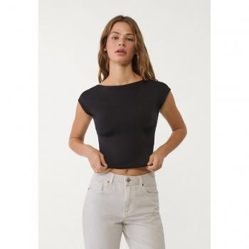 Stradivarius Open-Back Black Top Size S