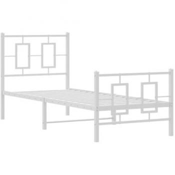 Cadre de lit métallique sans matelas, pied de lit blanc, dimensions 75x190 cm