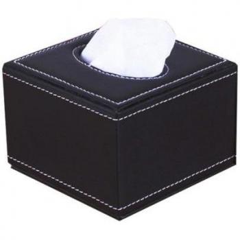 Soporte de cuero negro para pañuelos