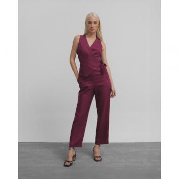 Silbon - Pantalón de lino frambuesa para mujer