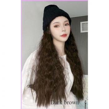 LVHAN Long Curl Wig Hat - Light Brown