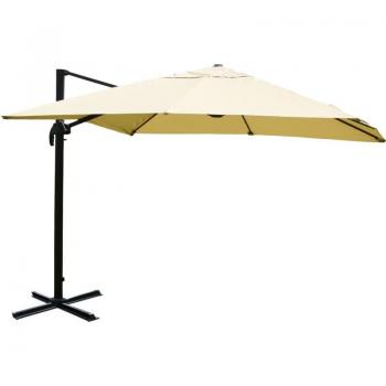 Solaire Ombrellone Decentrato HHG‑329 3x4m Alluminio Avorio Senza Supporto
