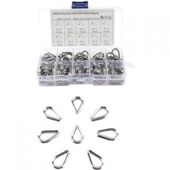 100 Pieces M1.5 Wire Rope Thimbles 304 Stainless Steel