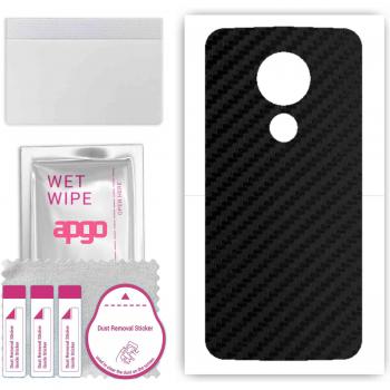 Sticker Protector para la Parte Trasera del Motorola Moto G7 Power, Vinilo Carbono Negro