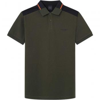 Polo Hackett Colour Block Manica Corta Verde Cachi 2XL