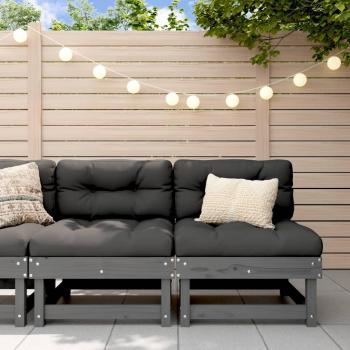 VidaXL Middle Sofas with Cushions 2 pcs Grey Solid Wood Pine