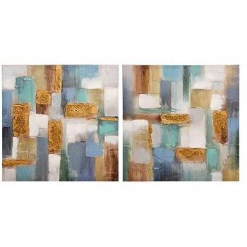 ADDA HOME Set 2 Lienzos Abstrac. 40% Pintado Mano 60x3x60 Cm