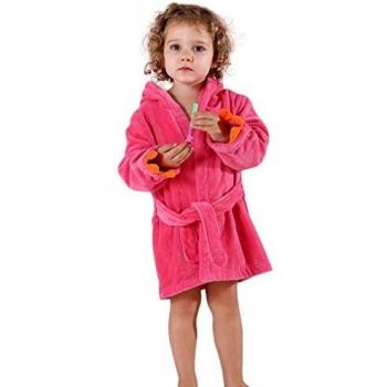 MICHLEY Peignoir Bébé Coton Dinosaure Rose 3-5T