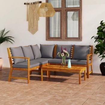 Ensemble de jardin 4 pièces avec coussins en bois d'acacia
