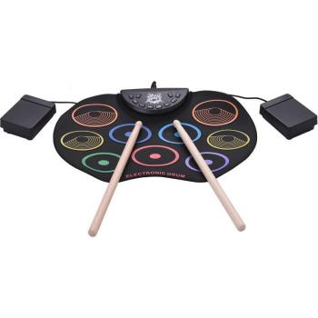 Silicone Electric Drum Pad Kit with Drumsticks and Foot Pedal