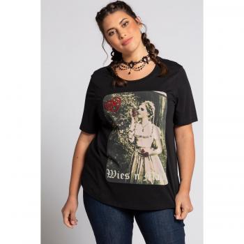 T-shirt Regular Donna Nero Wiesn Madl Cotone 56/58