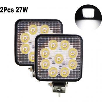 Foco LED de obra 27W 12V/24V – Barra cuadrada para camión SUV ATV