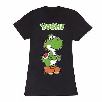 T-shirt unisexe adulte Yoshi Super Mario ajusté noir S