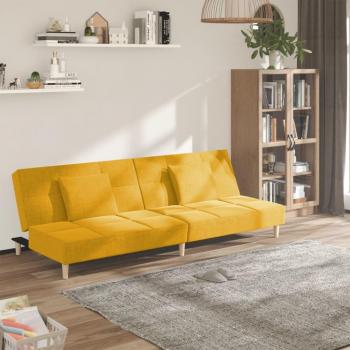 Canapé convertible 2 places VidaXL, oreillers jaunes