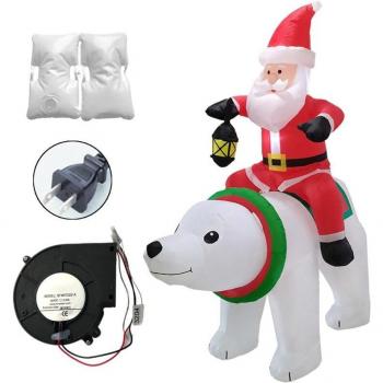 Gonflable LED de Noël - Père Noël sur ours