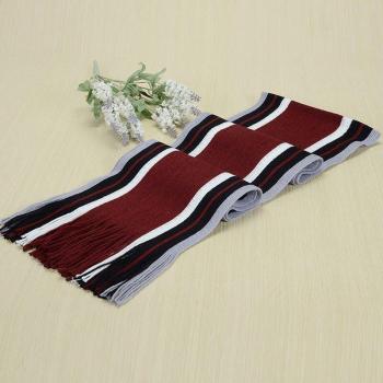 Men's Classic Striped Cashmere Scarf - Warm Knit with Long Tassels in Black, Gray, Red, Beige, Navy Blue