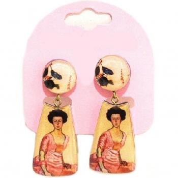 Orecchini Artigianali Mistinguette Rosa Beige 48x18