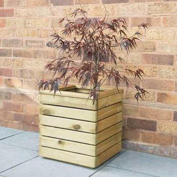 Forest Linear Square Wooden Garden Planter 1'x1' (0.4x0.4m)