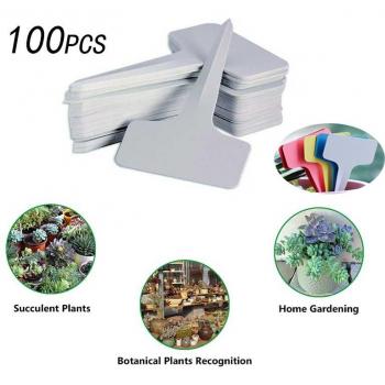 100-Piece T-Type Plastic Plant Labels for Nursery Pots and Garden Markers