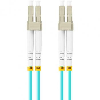 Cavo Patch Cord Fibra Ottica LC/UPC-LC/UPC Duplex Multimodale OM3 50/125 2m Aqua