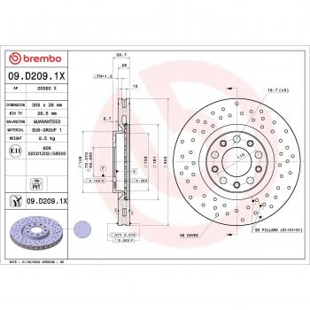 Brembo Sport Bremsscheibe für FIAT, JEEP, ALFA ROMEO 09.D209.1X