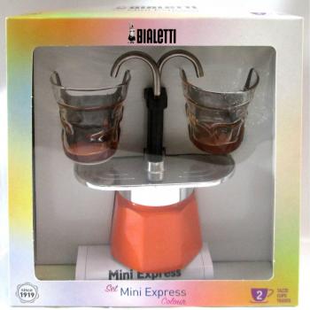 Mini Express Naranja: Set de 2 Tazas y 2 Vasos Transparentes