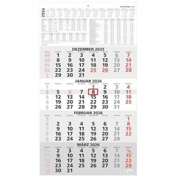 4-Monatskalender mit Datumsschieber 2026 rot 33x45 cm