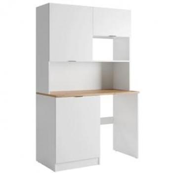 Mueble Versátil para Cocina y Lavandería - Encimera de 120 cm - Blanco y Natural - CARMEO