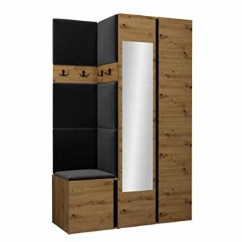 Corridoio Hartford 350: Arredo Rovere & Nero con Specchio e Truciolare Laminato