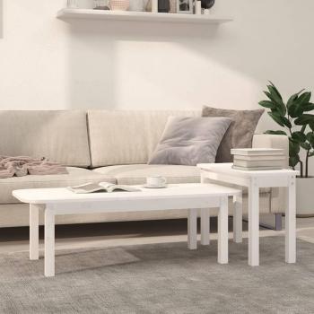 Tables basses gigognes double bois massif blanc – 2 pièces