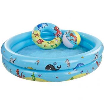 Swim Essentials Badespielzeugset - Babypool Ø 120 cm + Strandball + Schwimmring