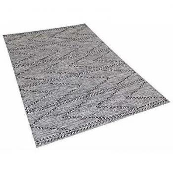 BELIANI Modern Cotton Area Rug Tufted Geometric Pattern 140 x 200 cm Black White Termal