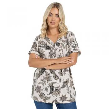 Cream Paisley Henley Top