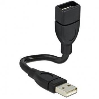Semi-Rigido USB2.0 A Maschio/Femmina 15cm Nero con connettori dorati
