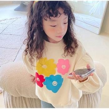 Suéter Holgado con Estampado Floral Infantil